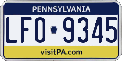 PA license plate LFO9345