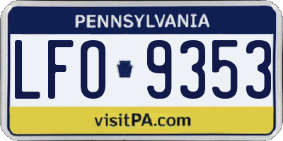 PA license plate LFO9353