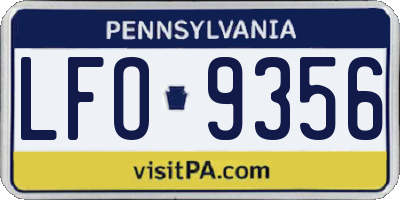PA license plate LFO9356