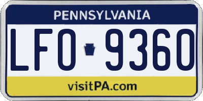 PA license plate LFO9360