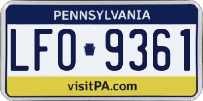 PA license plate LFO9361