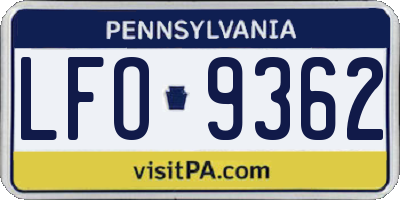 PA license plate LFO9362