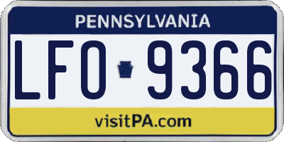 PA license plate LFO9366