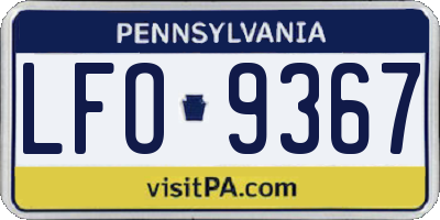 PA license plate LFO9367