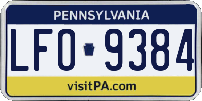PA license plate LFO9384