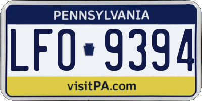 PA license plate LFO9394