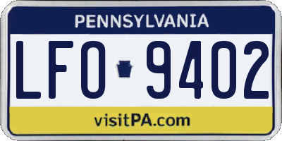 PA license plate LFO9402