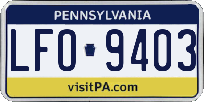 PA license plate LFO9403