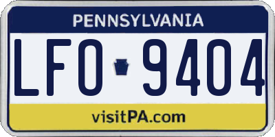 PA license plate LFO9404