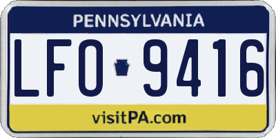 PA license plate LFO9416