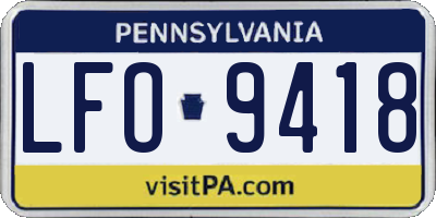 PA license plate LFO9418