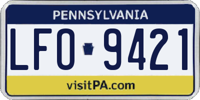 PA license plate LFO9421