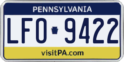 PA license plate LFO9422