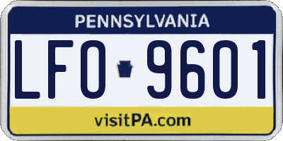 PA license plate LFO9601