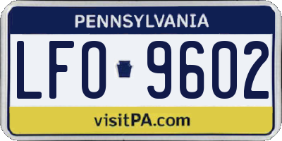 PA license plate LFO9602