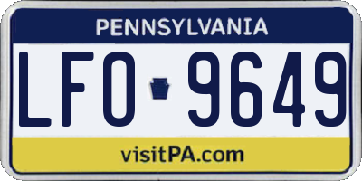 PA license plate LFO9649