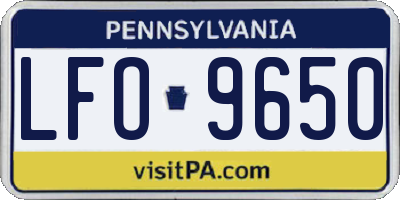PA license plate LFO9650
