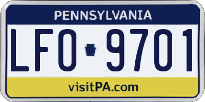 PA license plate LFO9701