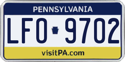 PA license plate LFO9702