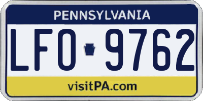 PA license plate LFO9762