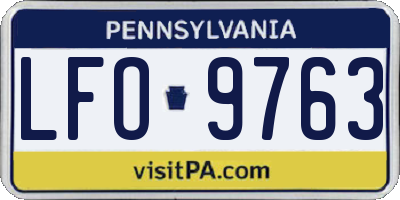 PA license plate LFO9763