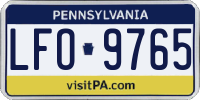 PA license plate LFO9765