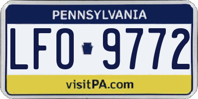 PA license plate LFO9772