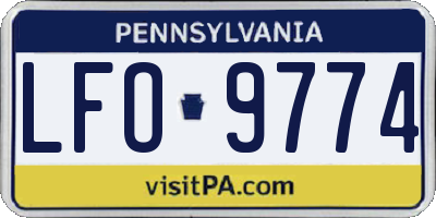 PA license plate LFO9774