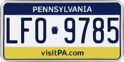 PA license plate LFO9785