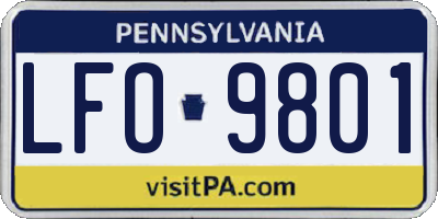 PA license plate LFO9801
