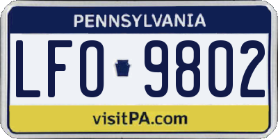 PA license plate LFO9802