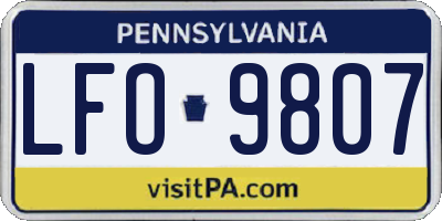 PA license plate LFO9807