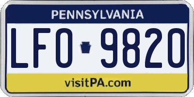 PA license plate LFO9820