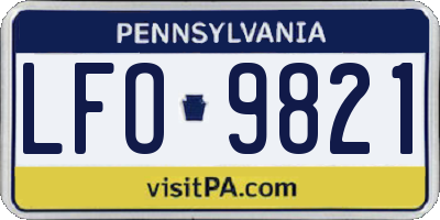 PA license plate LFO9821