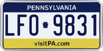 PA license plate LFO9831