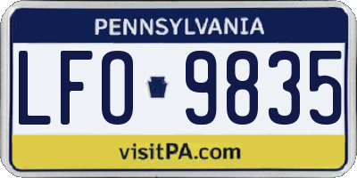 PA license plate LFO9835