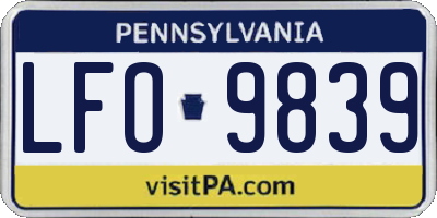 PA license plate LFO9839