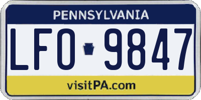 PA license plate LFO9847