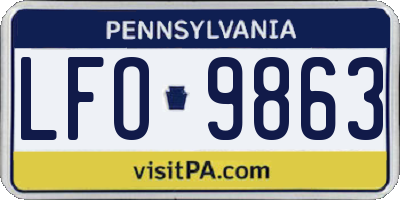 PA license plate LFO9863