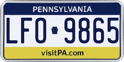 PA license plate LFO9865