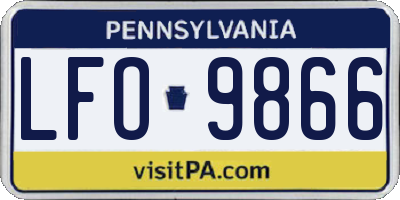 PA license plate LFO9866