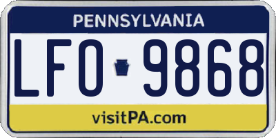 PA license plate LFO9868