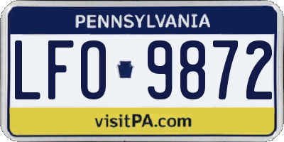 PA license plate LFO9872