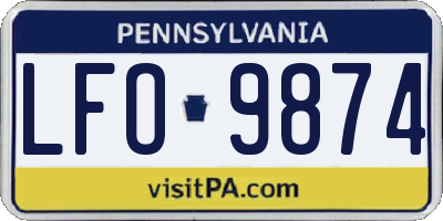 PA license plate LFO9874