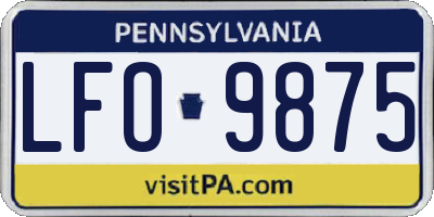 PA license plate LFO9875