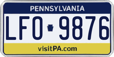 PA license plate LFO9876
