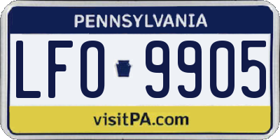 PA license plate LFO9905