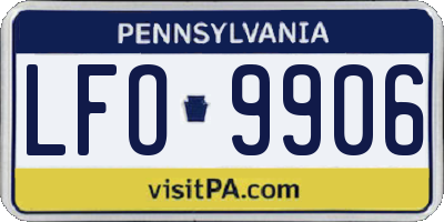 PA license plate LFO9906