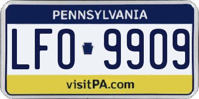 PA license plate LFO9909