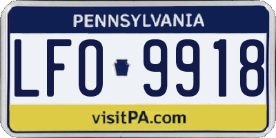 PA license plate LFO9918